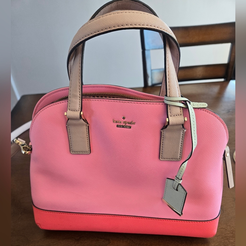 Kate Spade Vibrant Pink and Tan Satchel